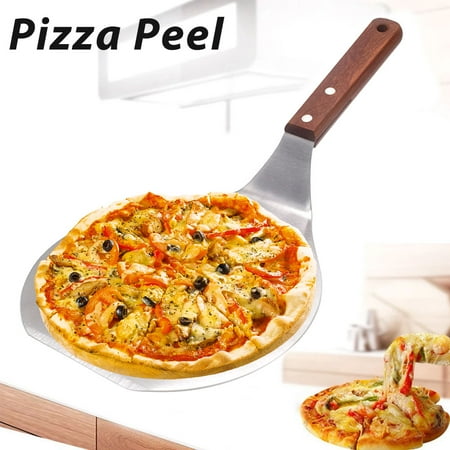 

13.2x6.5inch Stainless Steel Pizza Peel Shovel Metal Round Pizza Paddle with Wood Handle Metal Pizza Spatula