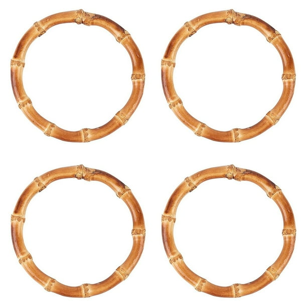 4 Piezas Reemplazos de Resolver de Bolsa de Bambú Redondo de Madera Hecho una Mano Bolso Monedero Asas para la ElaboracióN de Bolsos