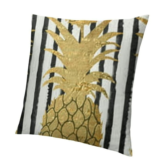 SHANXI Gold Pineapple Decorative Throw Pillowcase Striped Pillow Cover Home Sofa 12x12in