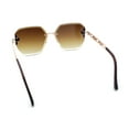 thumbnail image 7 of Womens Rhinestone Jewel Chain Arm Rimless Oversize Butterfly Rectangle Sunglasses [Gold - Brown], 7 of 7
