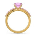 thumbnail image 4 of 2.25 T.C.W Round Shape Pink Sapphire Gemstone Unique Design Anniversary Ring for her Solid 14K Yellow Gold Size 5.5 by Diamond-Capitals, 4 of 7