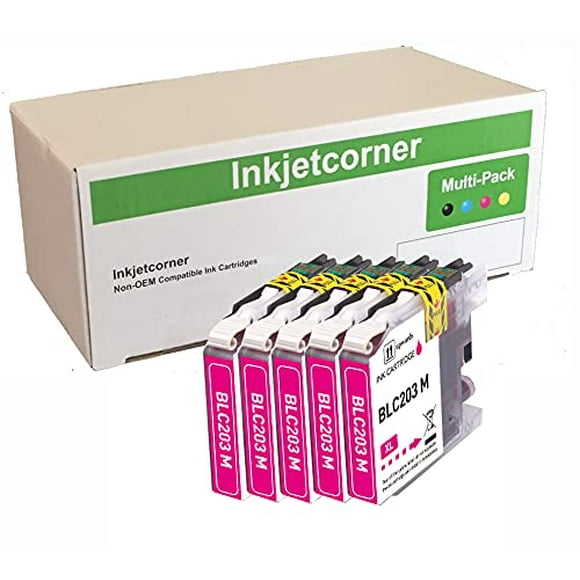 Inkjetcorner Cartouches d'Encre Compatibles de Remplacement pour LC203M LC203TG pour Utilisation avec MFC-J460DW MFC-J480DW MFC-J485DW MFC-J680DW MFC-J880DW MFC-J885DW (Magenta, Lot de 5)