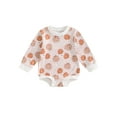 thumbnail image 2 of Musuos Baby Girls Halloween Romper 3 6 12 18Months Long Sleeve Crew Neck Ghost/Pumpkin Print Bodysuit Newborn Spring Fall Playsuit, 2 of 8