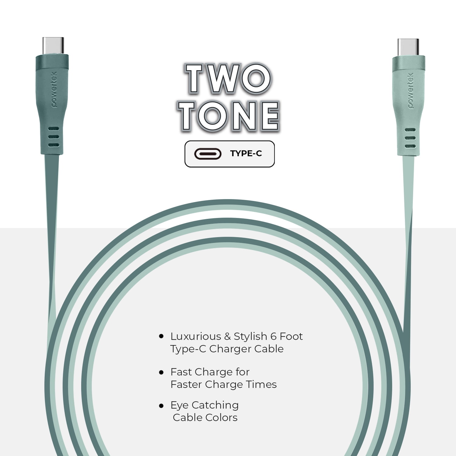 Liquipel Powertek Two Tone USB-C to USB-C - Green