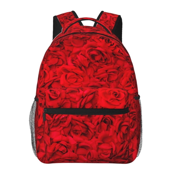 Balery Red Rose Mochila Escolar Impresa, Mochila Ligera para Viajes Casual, Mochila Duradera y Cómoda Multifuncional, Mochila para Laptop-One Size