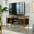 Curiod Glass Top Gold Metal TV Stand Credenza for TVs up to 55", Rich