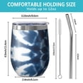 thumbnail image 5 of 12oz Stemless Wine Tumblers Blue Tie Dye Flower Mandala Pattern Vacuum Insulated Stainless Steel Travel Tumbler Cups Mug with Lid and Straw for Champaign,Cocktail,Beer with Cleaning Brush, 5 of 5