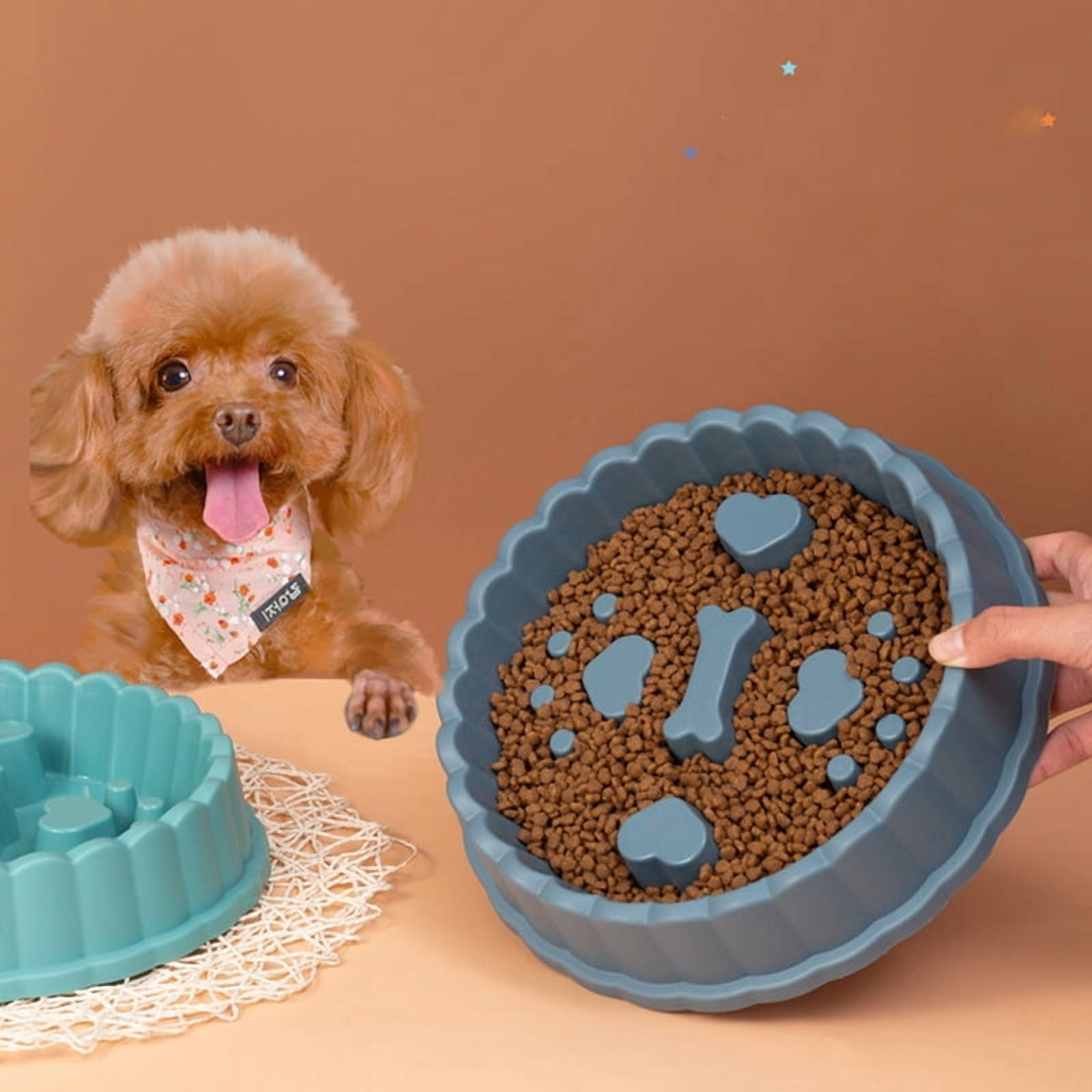 Anti-Choking Slow Feeder Dog Bowl: Non-Spill Food Bowl for Small/Medium/Large Dogs, Also for Cats, Durable Pet Feeding Dish,