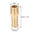 thumbnail image 2 of Uxcell Barb Hose Fitting Brass Passivation Fitting Connector Metric M12  1.34" Length Gold Tone 4pcs, 2 of 3