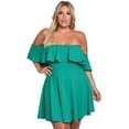 thumbnail image 1 of SURJDE Women's Off Shoulder Strapless Ruffle Mini Plus Size Swing Dresses, 1 of 7