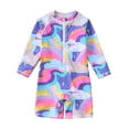 thumbnail image 3 of ATAIKU 18M-7Y Baby Girls One Piece Swimsuit Kids Rash Guard Zipper Bathing Suit UPF 50+ Toddler Sunsuit Swimwear - Rainbow, 3 of 10