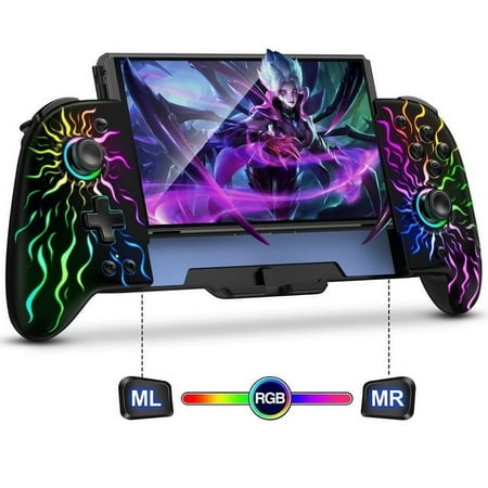 Joypad for Nintendo Switch/OLED Joy Cons, ESYWEN Switch Controller with Handheld Grip, Ambient Lighting, Hall Joystick