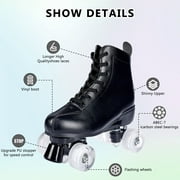 LPAMEOIU Roller Skates for Women,4-Flashing-Wheel Men Quad Skate for Girl Boy(Black,Women 8.5/Men 7)