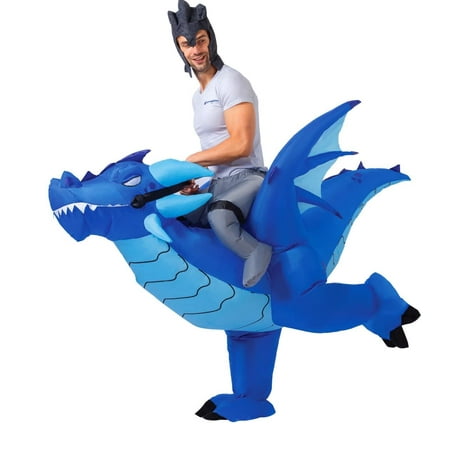 Spooktacular Creations Inflatable Costume for Adult — Riding a Fire or Ice Dragon Air Blow-up Costume — Dragon for Halloween Dress Up — Inflatable Suits for Adults (Adult One Size)