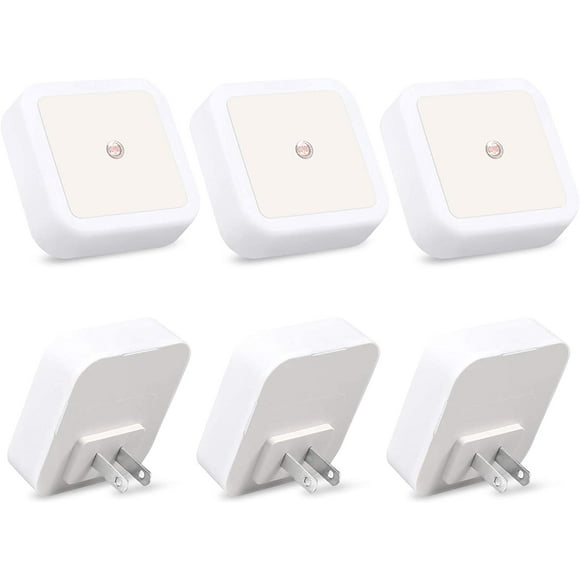 LED Night Lights with Smart Sensor, Self Dimming Light Dusk to Dawn, Smart Wall Night Lamp ,Compact Night Light, 0.5W Plug in Out Nightlight, Cool White, 6-Pack