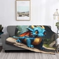 thumbnail image 2 of Uemuo Adorable Blue Baby Dragon Printed Throw Blanket for Couch, Fluffy Fuzzy Blankets for Bed, Sofa, Cozy Flannel Faux Fur Blanket-50"x40", 2 of 6