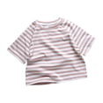 thumbnail image 6 of YDFCWXW Little Kids Striped T-Shirt Boys Girls Short Sleeve Cotton Tee Tops Toddler Raglan Sleeve Crewneck Shirt (Light Pink, 2-3 Years), 6 of 6
