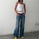 thumbnail image 3 of Pantalones vaqueros de pierna ancha for mujer, de talle bajo, holgados, pierna recta, pantalones de mezclilla for novio, pantalones vaqueros sueltos casuales, estilo niña Y2K, 3 of 4