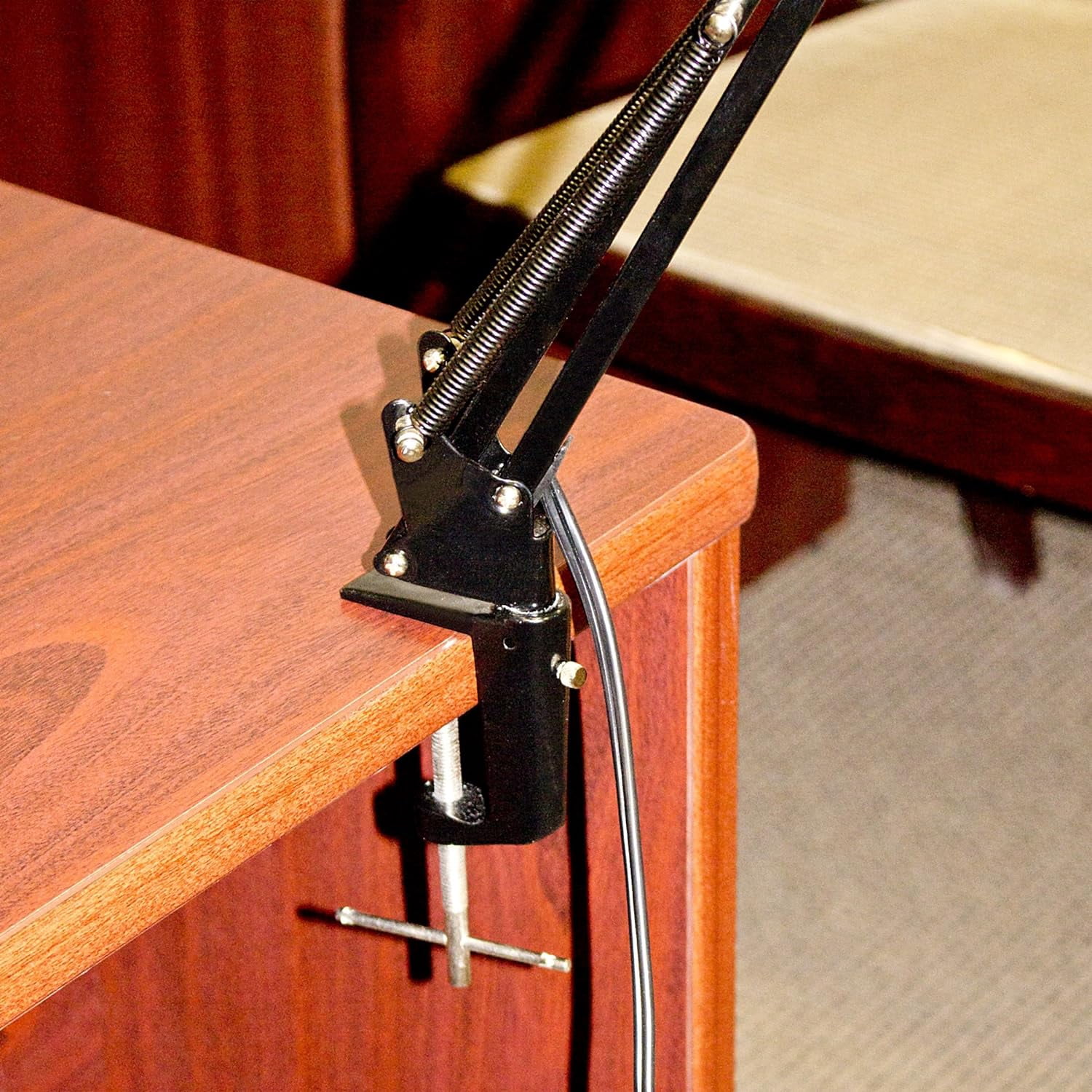 32" Multi-Joint Desk Lamp with Metal Clamp, Black, On/Off Rotary Switch on Shade, Partially Adjustable Swing Arm, Home Essentials, Reading Light, Office Décor