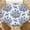 Blue Porcelain Bird Rose, variant on YESAD Elastic Tablecloth For Round Tables, Waterproof Tablecover For Up To 36in Round Table, Dining Tablecover For Indoor And Outdoor, Holiday, Dark Green Gold Leaf