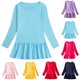 thumbnail image 3 of Odeerbi Niñas Primavera Otoño Manga Larga Vestido Volantes Vestido Algodón Color Sólido Cuello Redondo Suelto Vestido Cola de Pez, 3 of 3