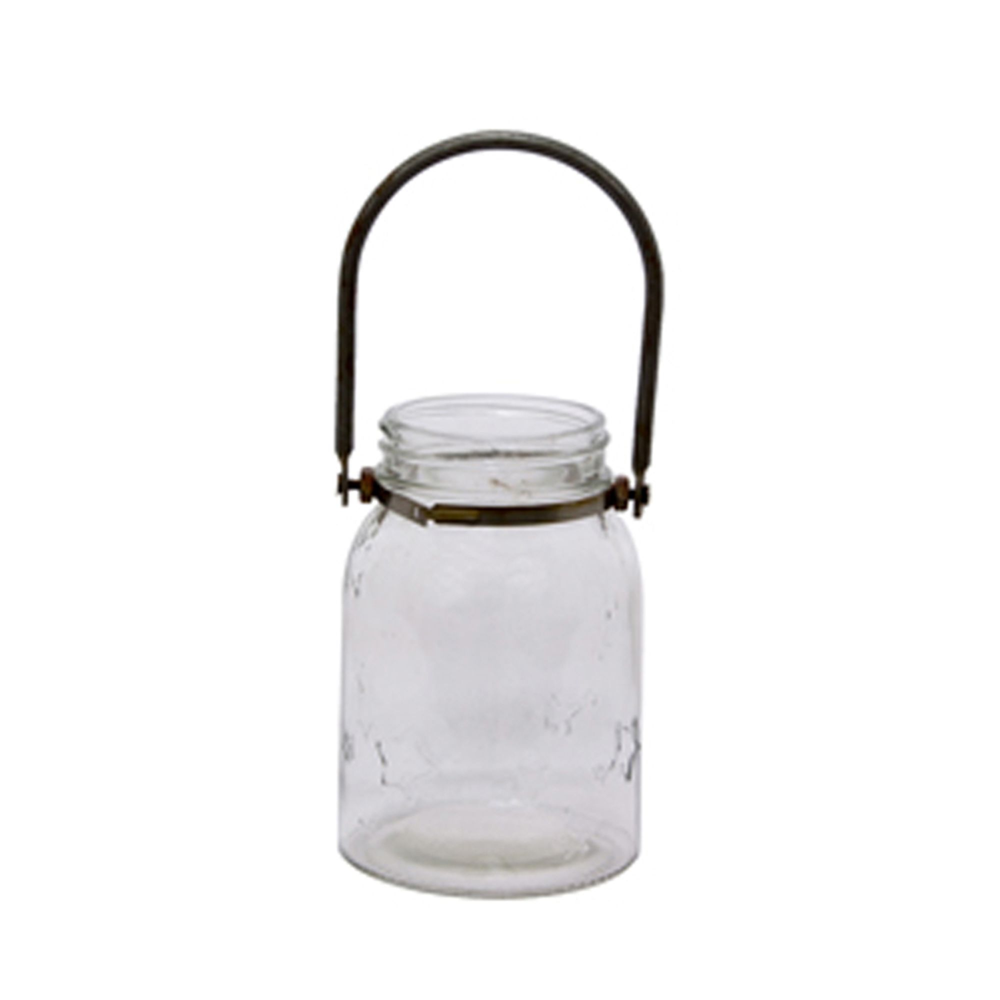 9" Clear Pint Jar with Iron Handle Design