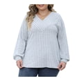 thumbnail image 1 of SUNSIOM Women's Plus Size Knitted Pullover Tops Ribbed Long Sleeve Wrap V-Neck Jumper Fall Winter Tops, 1 of 6