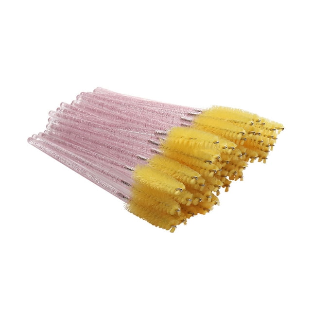 Paquete de 50 cepillos para pestañas Qarigey Rosa brillante/Amarillo