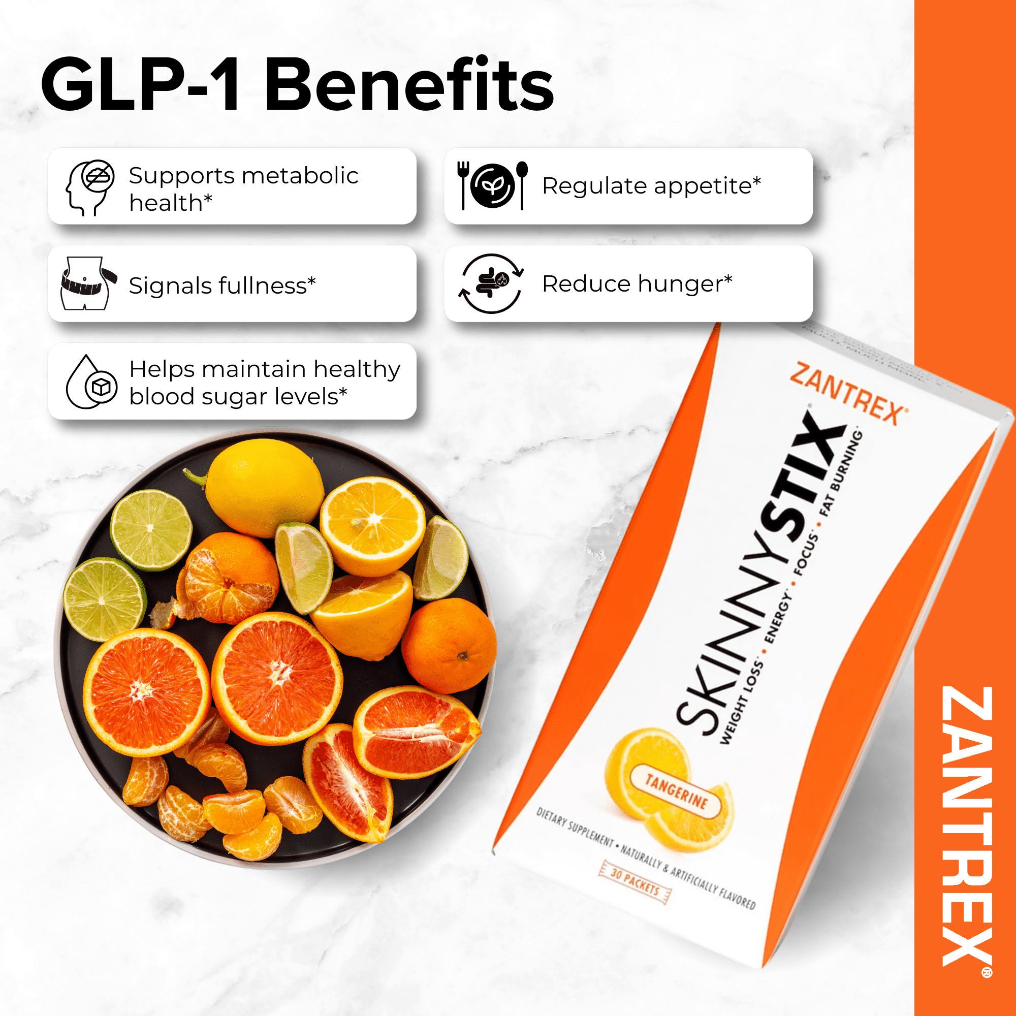Zantrex SkinnyStix – Energy Support Drink Mix, 30 Packets, Tangerine Flavor