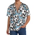 thumbnail image 1 of Balery Football Soccer Ball Camisa Casual de Manga Corta con Botones para Hombre, Texturizada, Estilo Cubano, para Playa, Verano-4X-Large, 1 of 5