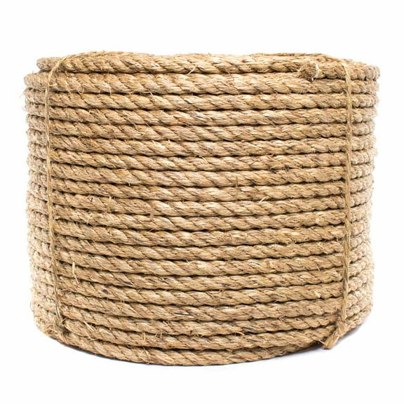 50 Ft Coil - Golberg 5/8" Natural Fiber 3 Strand Heavy Duty Hemp Manila Rope - 7 Pounds