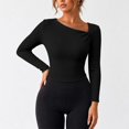 thumbnail image 5 of Womens Fall Long Sleeve Tops Asymmetrical Y2K Slim Fit Cropped Pullover Casual Basic Ribbed Knit Tops Going Out Fall Winter Outfits, 5 of 5