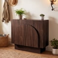 thumbnail image 4 of Dayalane 31" Modern Sideboard Buffet Cabinet with Storage, Arched 2 Doors Entryway Accent Cabinet, Walnut Wooden Coffee Bar Station Credenza TV Media Console for Living Room, 4 of 11