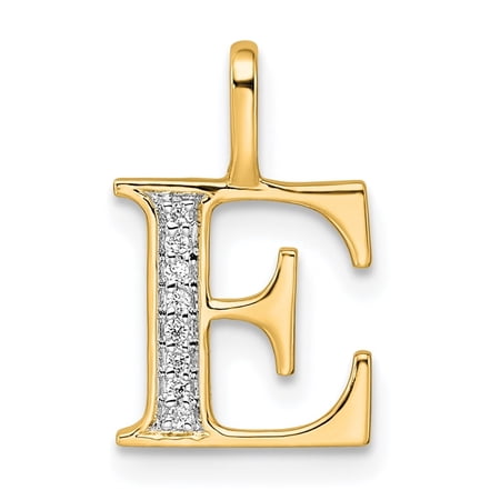Diamond2Deal 10K Yellow Gold Diamond Letter E Initial Pendant