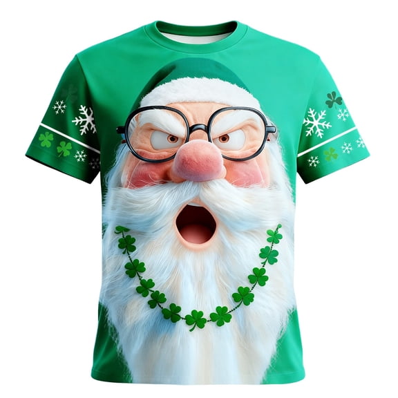 Goodtrade8 Men's St.Patrick's Day Green Big and Tall Funny Printed Casual Crew Neck Short Sleeve T-Shirts for Men