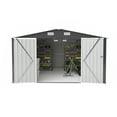 thumbnail image 5 of Campcraft 10x14ft Outdoor Storage Shed with 3 Lockable Doors - Heavy Duty Metal  Garden Shed,commercial-grade, triple door,fits riding mowers , Waterproof for Backyard/Patio (Dark Grey), 5 of 22
