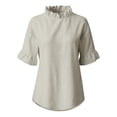 thumbnail image 4 of WCJM Women's Short Sleeve T-shirt Women Mock Neck Short Sleeve Blouse 2026 Spring Summer Casual Work Top Fashion Clothing, 4 of 7
