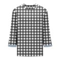 thumbnail image 6 of LEKWK Plus Size Cute Sweatshirts for Women Regular Fit Crew Neck Long Sleeve Shirts Regular Fit Gingham Plaid Pattern Sweatshirts Striped Trim Cuffs Daily School Outfits, 6 of 6