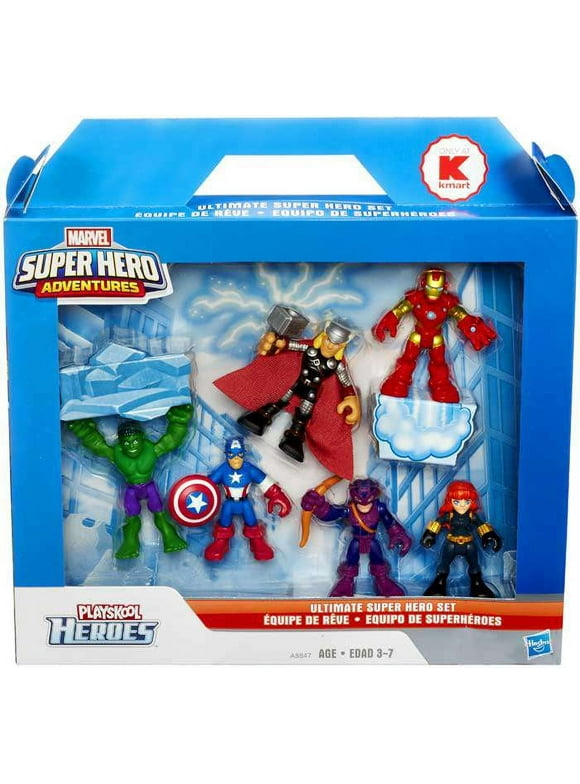 Marvel Super Hero Adventures Ultimate Super Hero Set Mini Figure 6-Pack (Hulk, Captain America, Thor, Iron Man, Black Widow & Hawkeye)