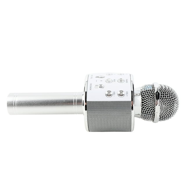 Music Professional BT Wireless Microphone Karaoke Speaker KTV Music Player Singing Recorder Handheld Microphone Silver
