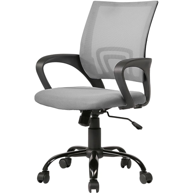 BestOffice Office Chair Computer Chair Ergonomic Desk Chair Adjustable Comfortable Mid Back Task Rolling Swivel Chair with Lumbar Support for Home Office Desk (Grey)