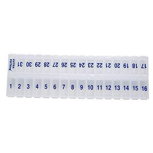 Once-a Day Monthly Pill Organizer Removable Lid for Easy Loading - Large Compartment Pill Box Medications for Entire Month Plus a Compartment for Extra Pills BPA Free