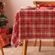 thumbnail image 1 of Granjero Gordo Mantel rectangular a cuadros navideños para decoración de fiestas navideñas de estilo rústico, con diseño de bola de nieve pequeña en rojo y blanco, tamaño C: 55 x 55 pulgadas, 1 of 5