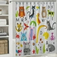 thumbnail image 6 of Orinice  Animal Shower Curtain, Zoo Creatures Turtle Unicorn Octopus Ladybug Frog Cat Giraffe Duck Display, Cloth Fabric Bathroom Decor Set with Hooks,White Multicolor 60x72, 6 of 7