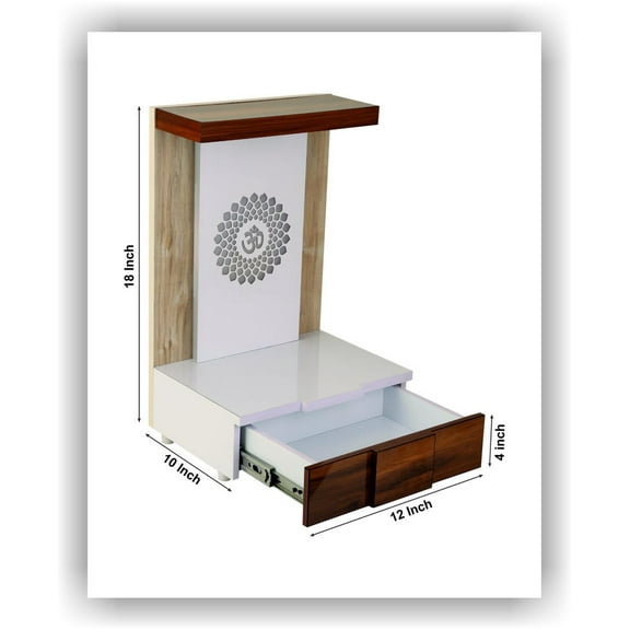 CT&M Enterprises Temples Customized Wooden White temple with LED Light for Home and Office Puja Mandir Wall Hanging & Table Top Pooja Ghar 18x12x10 Inches
