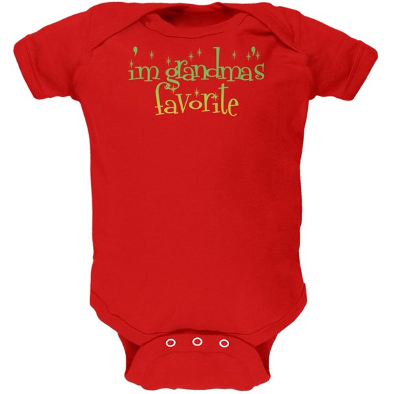 Christmas I'm Grandma's Favorite Red Soft Baby One Piece - 0-3 months