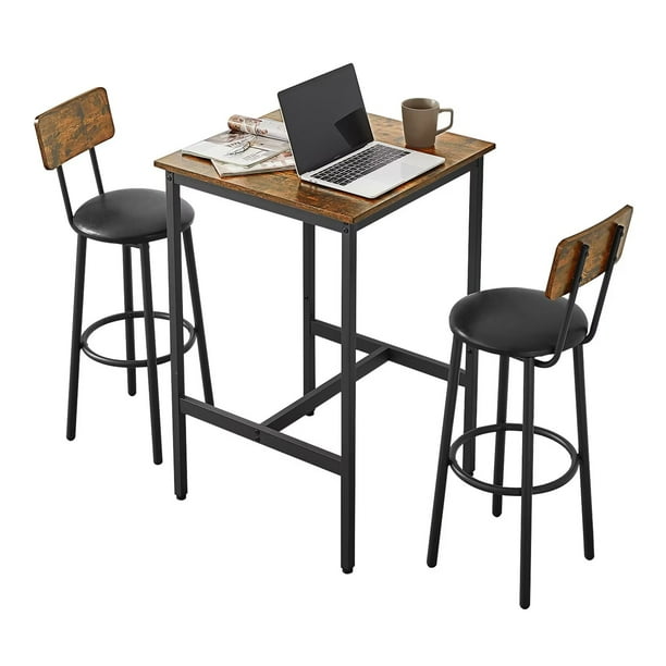 Sweiko Industrial Bar Table and Chair Set for 2 Counter Height Table
