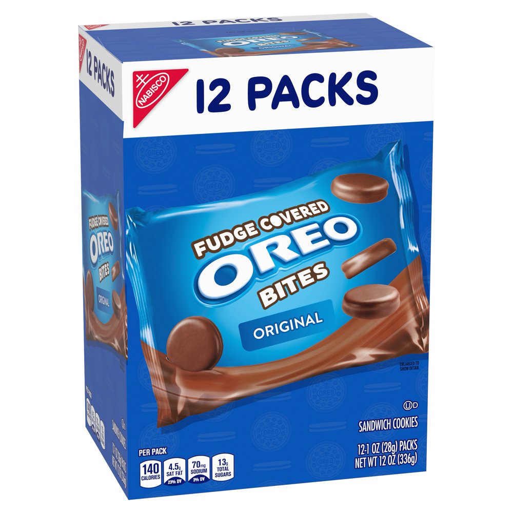 OREO Thins Bites Fudge Dipped Original Creme Sandwich Cookies, 12 Snack Packs