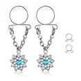 thumbnail image 2 of par de joyería piercing de decoración de anillo de pezón de flor de acero inoxidable de moda (azul), 2 of 3