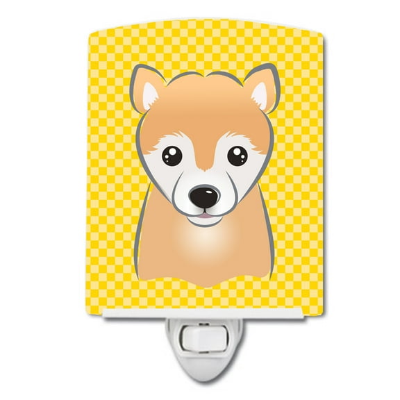 Caroline's Treasures BB1133CNL Yellow Checkered Shiba Inu Ceramic Night Light, 6x4x3", multicolor